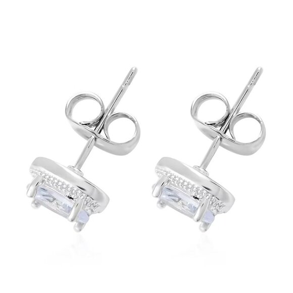 Women's Simulated Light Blue Topaz White Diamond Bracelet and Earrings - Picture 4 of 4